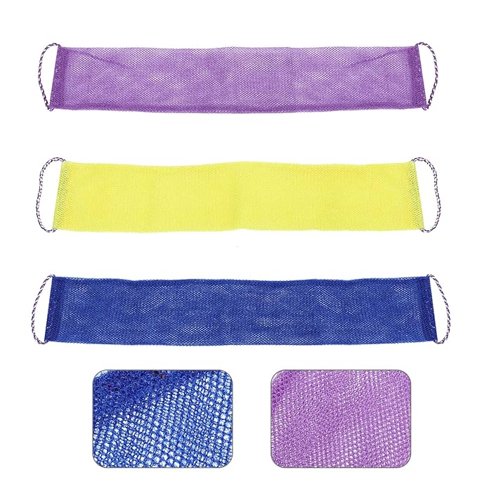LIFKOME 3Pcs Exfoliating Back Washer Body Scrubber Shower Strap Gentle Skin Brush for Men Women Exfoliation Comfortable Bathing Experience for Deep Cleaning