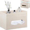 YAPISHI Large Tissue Box Cover Rectangle with Tray Storage, PU Leather Facial Tissue Holder, Fits 230-Count Family Size Kleenex, Modern Nightstand Organizer for Bathroom Office Home Decor