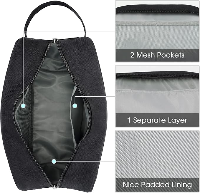 Narwey Travel Toiletry Bag for Women Traveling Dopp Kit Men Travel Bag for Toiletries Cosmetic Bag Makeup Bag Medicine Bag for Traveling (Black)