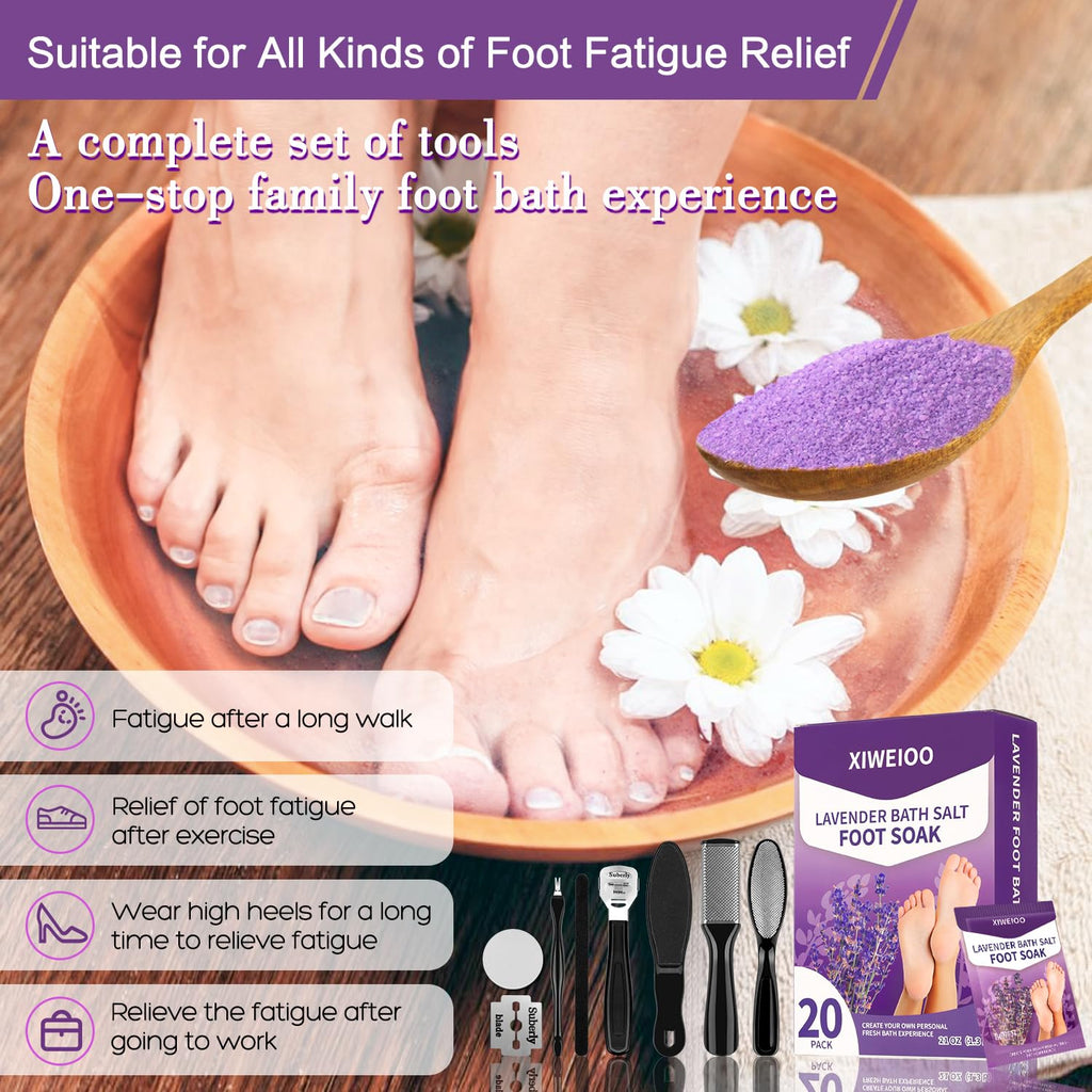 XIWEIOO 40 Packs of Foot Bath soak Salts kit Lavender Epsom Tea Tree Oil