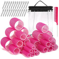 56 Pcs Hair Roller Set for Blowout Look, Long Medium Short Hair Volume; 30Pcs Rollers, 5 Sizes, 24 Pcs Clips, Storage Bag
