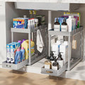 POUGNY 2 Pack Pull-Out Storage Organizers, Under Sink Organizer and Storage for Bathroom & Kitchen,Multi-Purpose Under Cabinet Organizers and storage Black