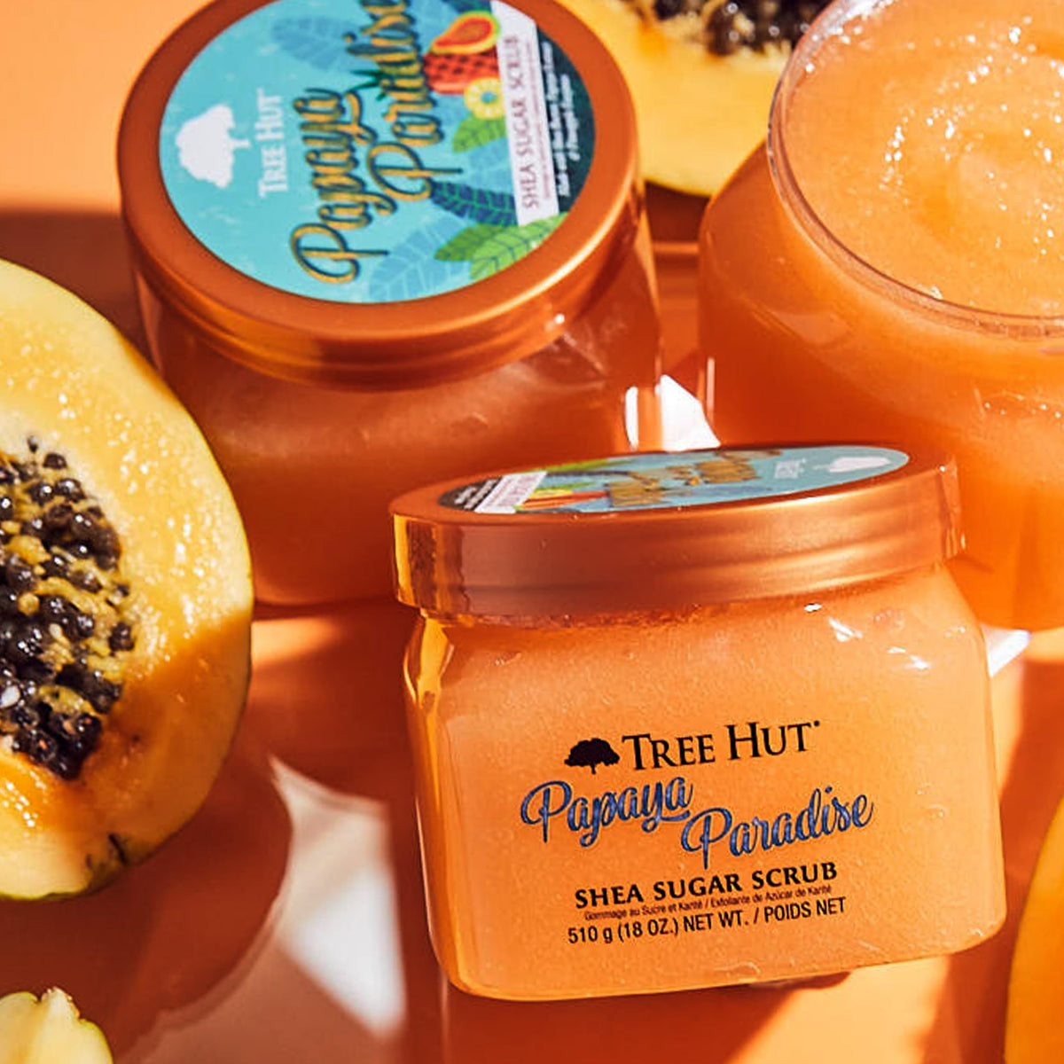 Tree Hut Papaya Paradise Body Scrub, Exfoliating Sugar Scrub, Vegan, 18 Oz
