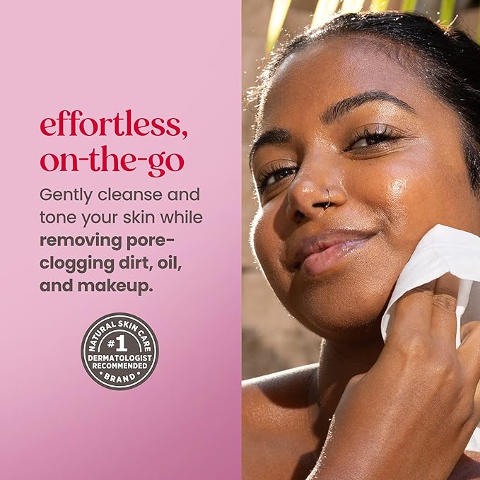 Burts Bees Micellar Rose Water Facial Towelettes, 100% Plant Based Cloth; 99% Natural Origin; Remove Makeup, Cleanse, Hydrate; No Greasy, Oily Residue; All Skin Types; 30 Ct, Pack of 3 (Pack May Vary)