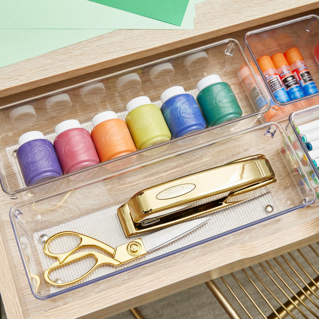 iDesign Plastic Drawer Organizer Bins, Set of 6, Clear