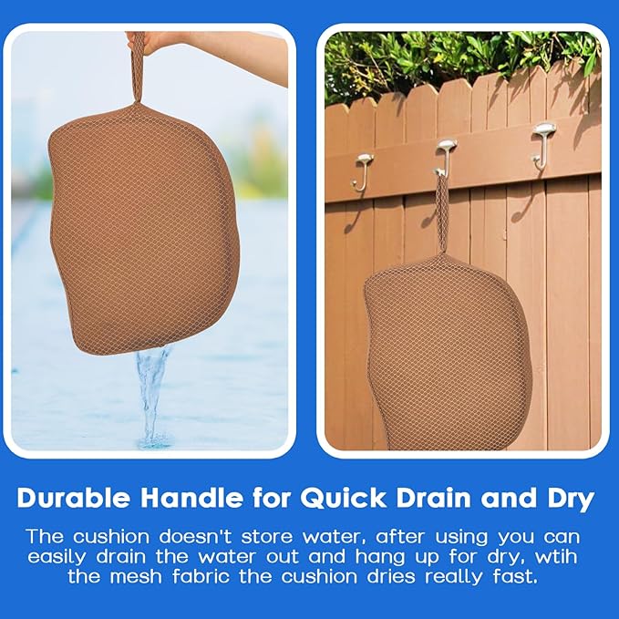 AEROiVi Hot Tub Booster Seat for Adults 5in Thick Weighted Quick Sink Brown