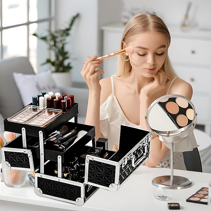 Leeora&Leekoo Makeup Case,Portable Makeup Box Organizer (Black)