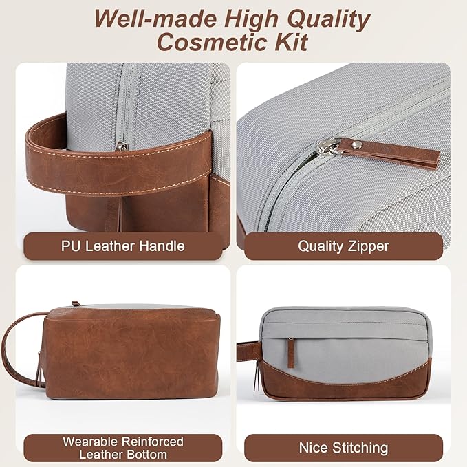 Ezday Travel Toiletry Bag for Men, Hanging Toiletry Organizer, Water Resistant Shaving Kit with Large Capacity for Travel Accessories (Grey, Medium)