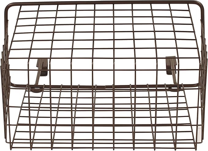 Spectrum Large Over Cabinet Door Organizer Bronze Wire Storage Basket for Kitchen Bathroom, Steel Hanging Cabinet Storage Organizer Basket Design Fits 0.75 Inch Cabinet Doors