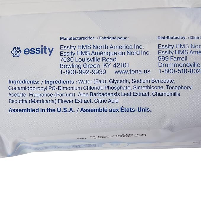 TENA Scented Aloe/Vitamin E/Chamomile Cleansing Wipes, Alcohol-Free, 96 Count, 1 Pack