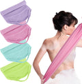 4pcs Exfoliating Back Washers Scrub with Handles Japanese Body Scrubber Cloth Towel for Shower Nylon Back Exfoliator Extended Washers Stretchable Body Bath Pull Strap for Cleans Skin Massages