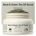Egattoc Exfoliating Body Scrub for Sensitive Skin, Basil & Green Tea Oil Sugar Scrub with Himalayan Salt, Soothing BHA LHA Body Polish & Body Exfoliator, Mugwort & Oat, Green Citrus Scent, 10.5 oz
