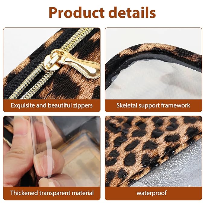 Clear Makeup Bags with Zipper, TSA Approved Travel Toiletry Bag, 3-Pack (Large, Medium & Small) Clear Cosmetic Bag, Waterproof Make Up Bag for Women, Car Bag Organizer & Car Organization Essentials