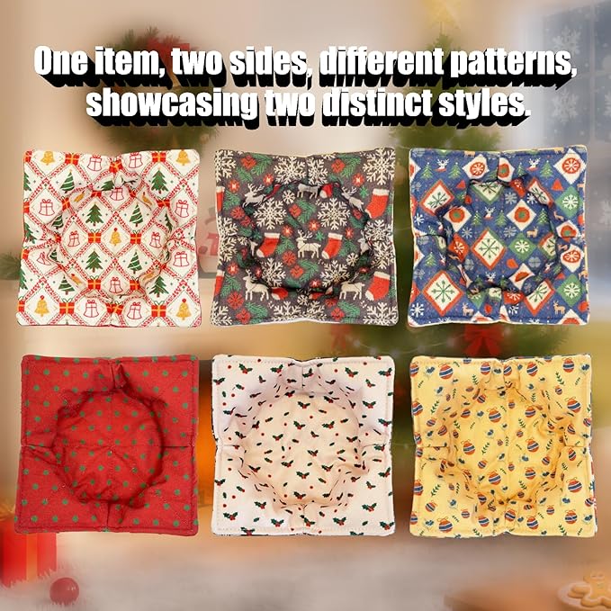 JounLoin Cotton Microwavable Bowl Cozy ，Set of 6，Microwave-Safe Hot Bowl Holders, Soup Bowl Cozy Hot Pads，Prevent Hand from Heat and Maintain Food Warm，Ideal Household Gift Store (F)