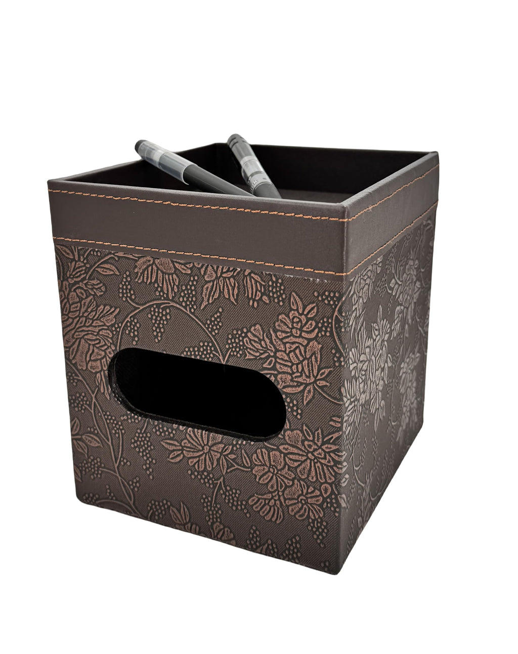 PU Leather Tissue Box Cover Square, Modern Tissue Holder with Storage Valet Tray, Nightstand Decorative Tissues Case, Facial Tissue Box Holder for Bathroom,Bedroom,Livingroom and Office (Antique)