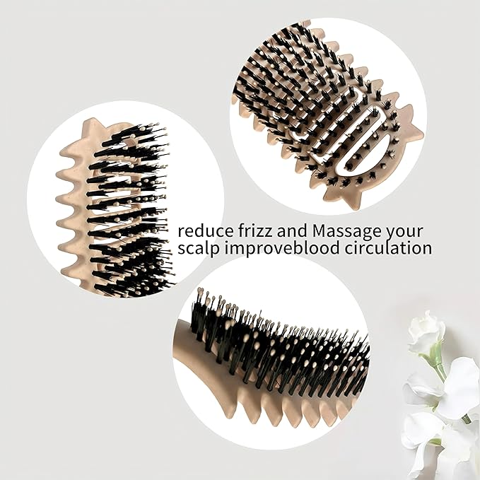 New Curly Hair Brush Ventilated Boar Bristle Hair Brush,Curl Defining Brush,For Curly Hair Wet,Curl Defining Brush For Women And Men (Purple)