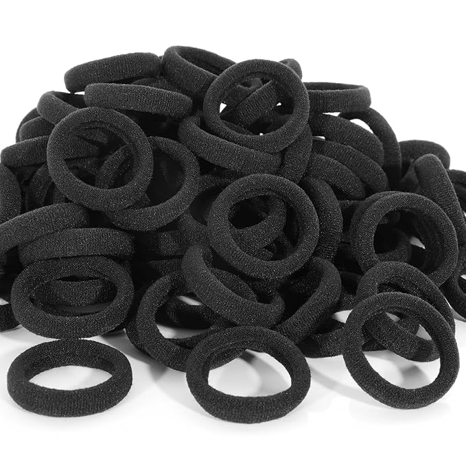 QRTVI 120 Pcs Baby Hair Ties, Cotton Toddler Hair Ties for Girls and Kids, Small Seamless Hair Bands Elastic Ponytail Holders(Black)