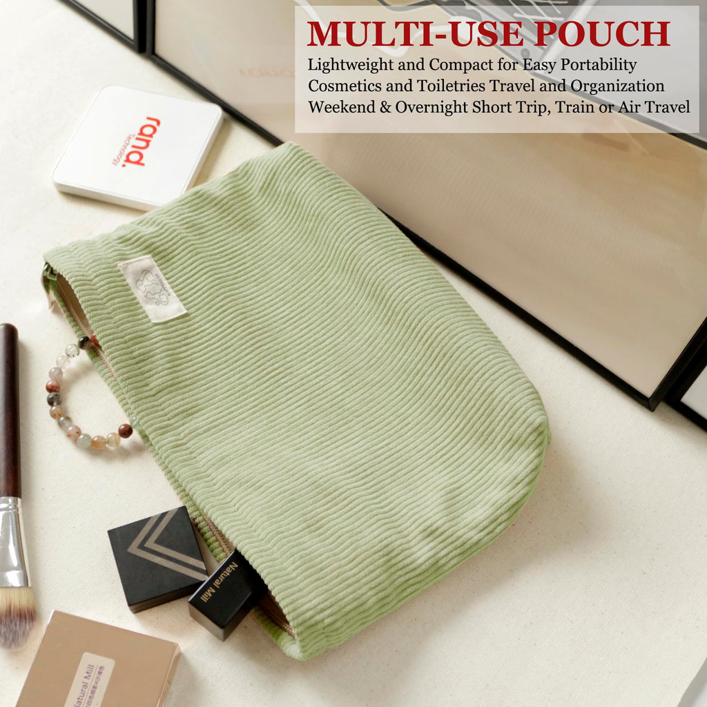 HAPPYHEIDI Large Makeup Bag Travel Cosmetic Pouch, Vanilla Green