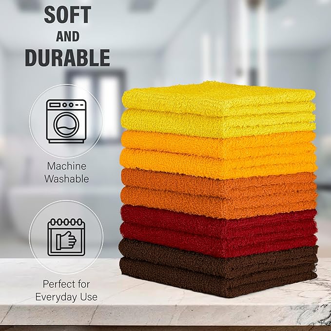 DecorRack 100% Cotton Washcloths 12x12 in, Assorted Set 1 (20 Pack)