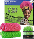 African Net Sponge Authentic - 2 Pieces 52IN Stretched Length Exfoliating Body Scrubber Bath Sponge - Loofah Washcloth Back Scrub for Shower Body Exfoliator