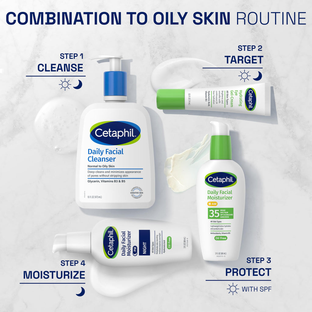 Cetaphil Night Moisturizer for Face, Hydrating Facial Moisturizer with Hyaluronic Acid, For All Skin Types, Lightweight and Non-Comedogenic, Dermatologist Recommended for Sensitive Skin, 3oz