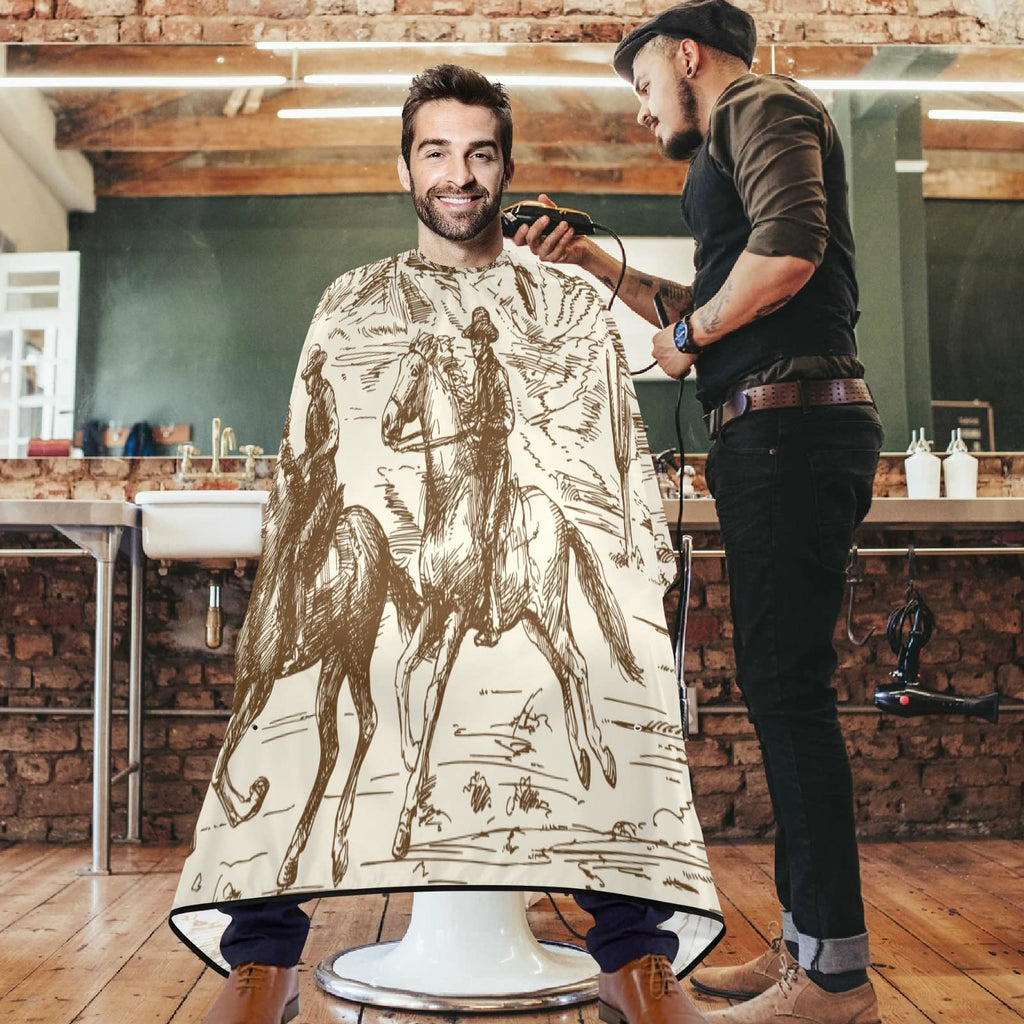 Visesunny Barber Cape - American Wild West Desert Cowboy Polyester Hair Cutting Salon Apron Anti-Static Haircut Water-Resistant Shaving Cloth Beard Shaving Bib Hairdressing Cape