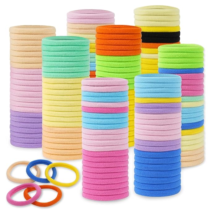 FVOLREM 100 PCS Hair Accessories: No Damage Seamless Ponytail Holders, Elastics and Bands for Thick Hair - For Girls & Women (Multicolor)