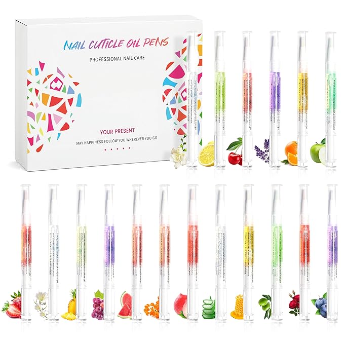 SULLMAR 18Pcs Nail Cuticle Oils Nutrition Oil Pen Nourishment Pens 18Smell Cuticle Revitalizer for Agnail Nourish Skin Nail Care