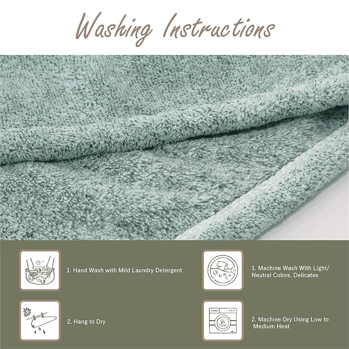 myHomeBody Hair Towel Wrap, Quick Drying Turban, Absorbent Cap – Green