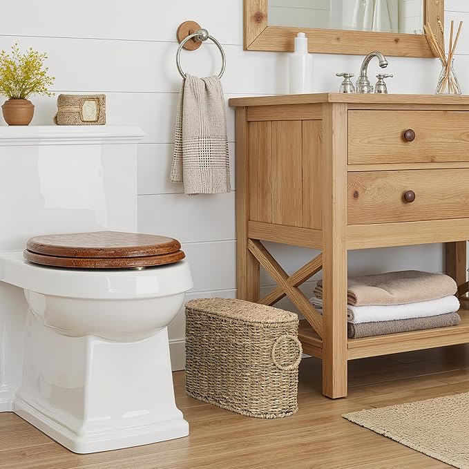 StorageWorks Seagrass Toilet Paper Storage with Lid, Paper Towel Storage