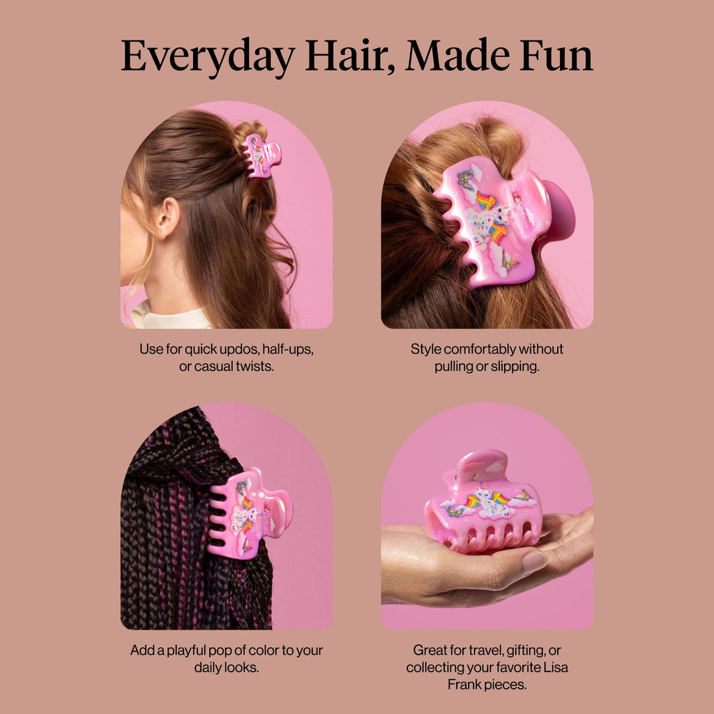 Lisa Frank x Kitsch Medium Cloud Hair Clip for Women - Lightweight & Sturdy Claw Clip with Rounded Edges for Comfortable Hold, Ideal for Half-Up Hairstyles & Low Buns - Angel Kitty