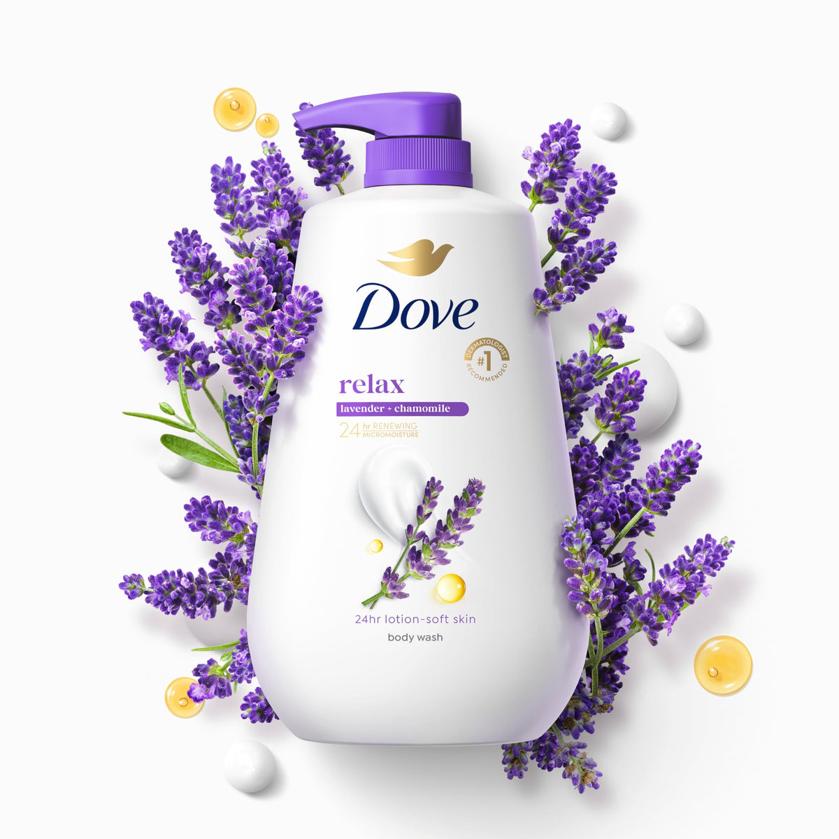 Dove Body Wash Relax Lavender Oil & Chamomile 30.6 oz Pump, Sulfate Free