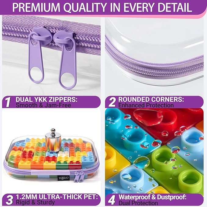 YQBRAO Clear Hard Shell Organizer Case Set, 3-Pack, Purple