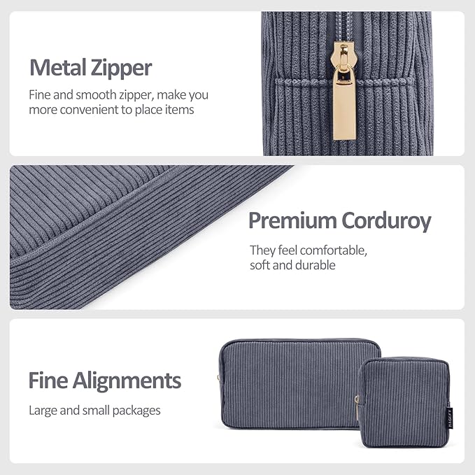 MAGEFY Small Makeup Bag Mini Make up Pouch Cute Cosmetic Bag for Women Travel Purse Essentials Bags with Slip-in Pockets (DeepGrey)