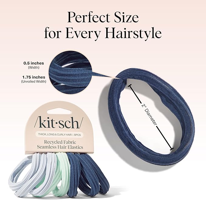 Kitsch Seamless Hair Ties No Damage - Stretchable Hair Bands for Strong All-Day Hold, Ponytail Holders | Hair Accessories for Girls - Garden Bouquet 8 Pcs