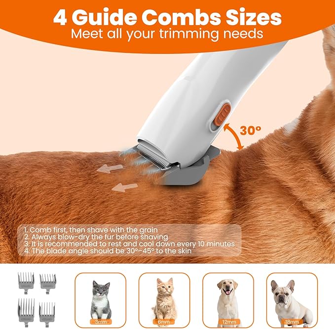 Dog Grooming Vacuum, Dog Grooming Kit with Pet Clippers, 12,000Pa Pet Hair Grooming Vacuum for Dogs, Vacuum Brush for Shedding Grooming, Low Noise Home Cleaning Tool in 1, PG10 Black