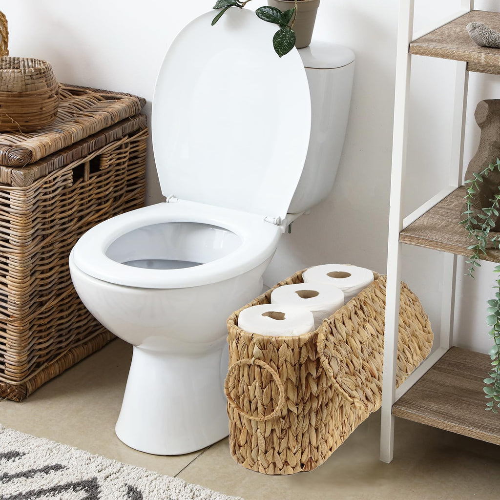 Water Hyacinth Toilet Paper Storage Basket with Lid