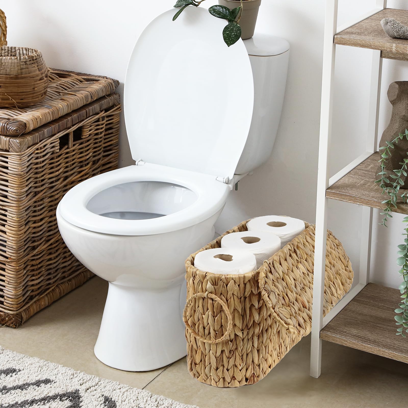 Water Hyacinth Toilet Paper Storage Basket with Lid