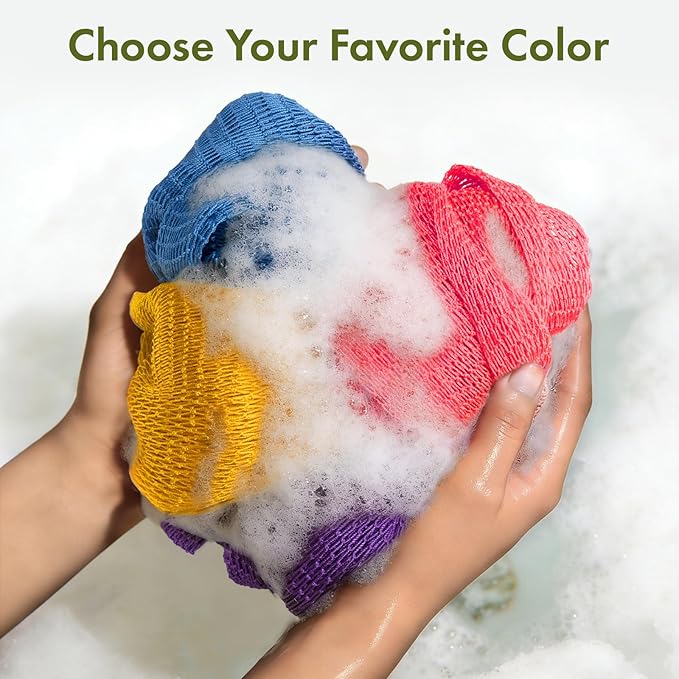 Bathway African Net Sponge Authentic, 47 inches Exfoliating Body Scrubber, Back Scrubber for Shower, African Bath Sponge with Knots, Durable Loofah Washcloth for Women & Men Daily Use