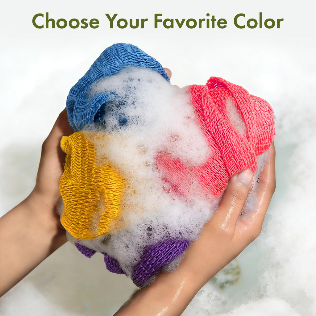 Bathway African Net Sponge Authentic, 47 inches Exfoliating Body Scrubber, Back Scrubber for Shower, African Bath Sponge with Knots, Durable Loofah Washcloth for Women & Men Daily Use