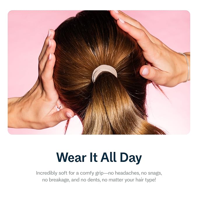 Gimme Beauty Fine Hair Elastic Bands - Slim-Fit Elastic Ties for Fine, Brittle, or Bleached Hair - No-Dent, Gentle-Grip Ponytail Holders for All-Day Comfort - 12 Pack, Brown/Tan