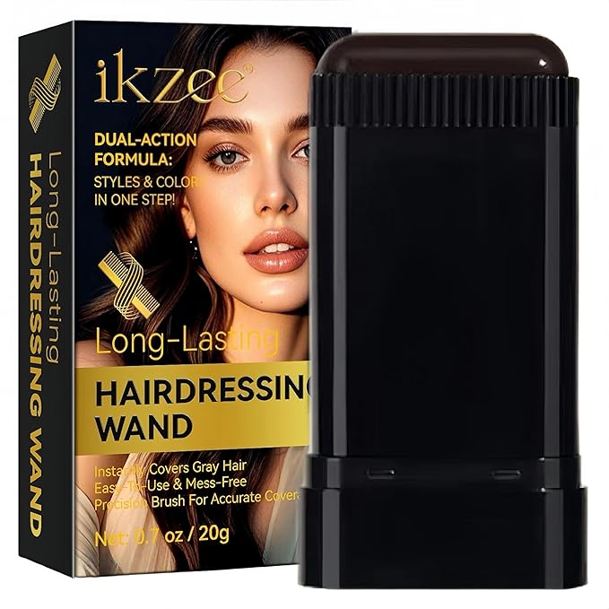 Temporary Hair Dye Comb for Gray Hair Coverage, Disposable Hair Color Stick with Precision Brush, Advanced Non-Irritating & Smudge-Proof Formula, Quick Root & Sideburn Touch-Up (dark brown)
