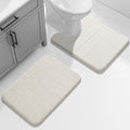 Yimobra U-Shaped Toilet Bath Mat Set 2 Piece - Soft Absorbent Quick Dry Memory Foam Bathroom Rugs, Machine Washable Non Slip Floor Carpet for Tub Shower & Single Sink (17x24 & 24x20, Cream White)