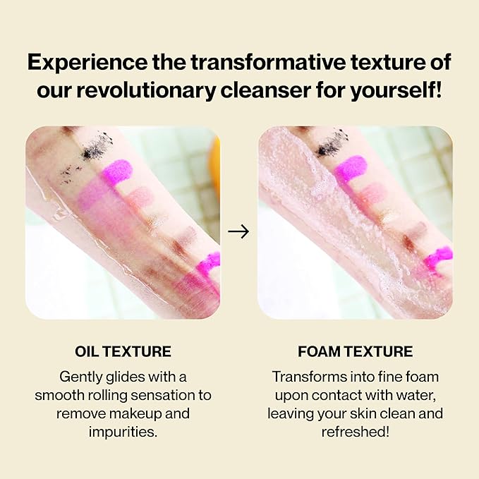 Knours. Korean 2-in-1 Makeup Remover | Oil-to-Foam Non-Stripping Cleanser | Jojoba + Honey | Non-Drying | 145ml/4.97oz