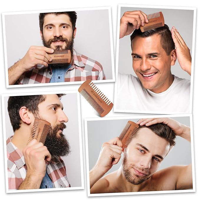 Beard Brush, Pure Boar Bristle Black Walnut Wood Beard Comb Brush for Men To Tame and Soften Your Facial Hair