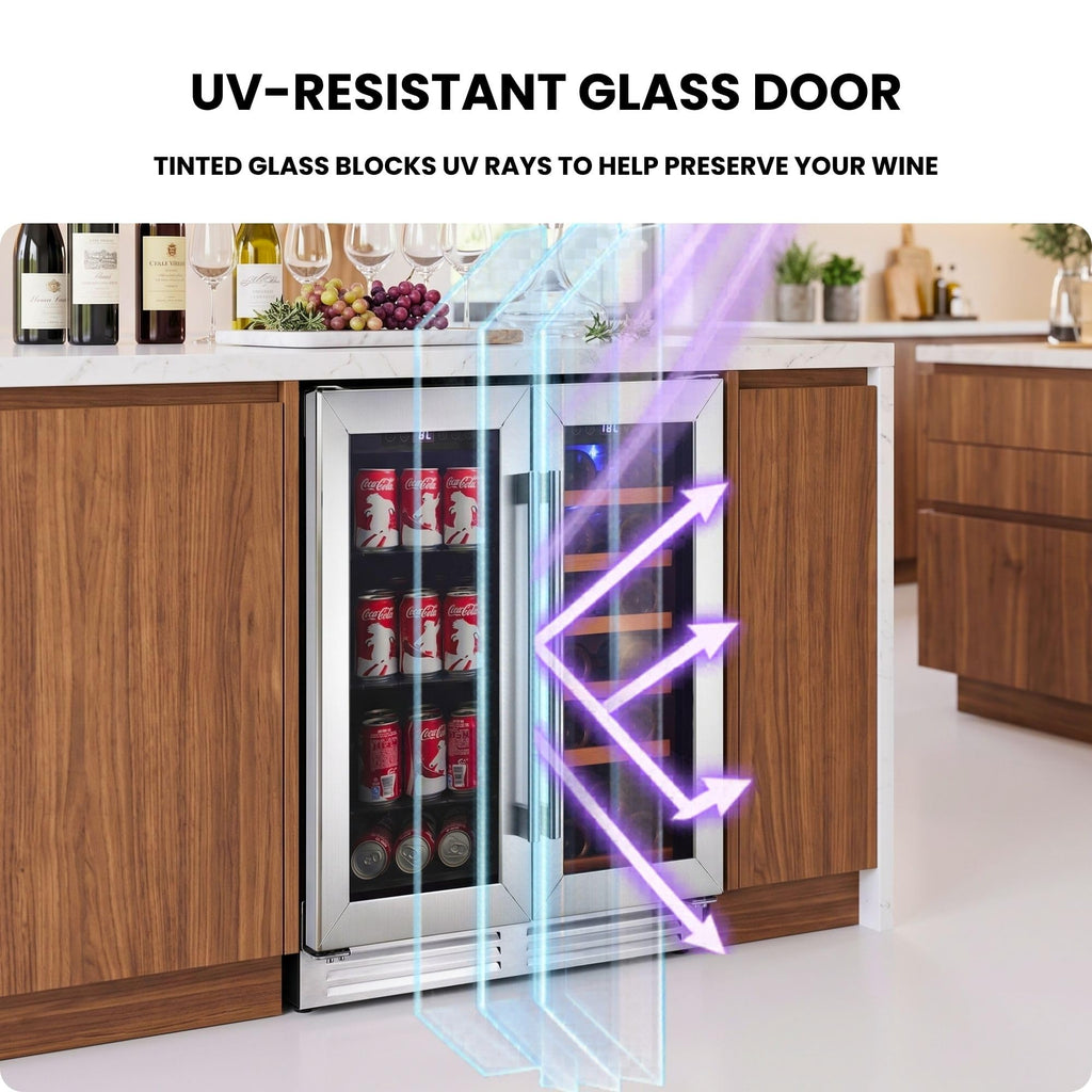 Koolatron 24 Inch Dual Zone Beverage Fridge, Built-In