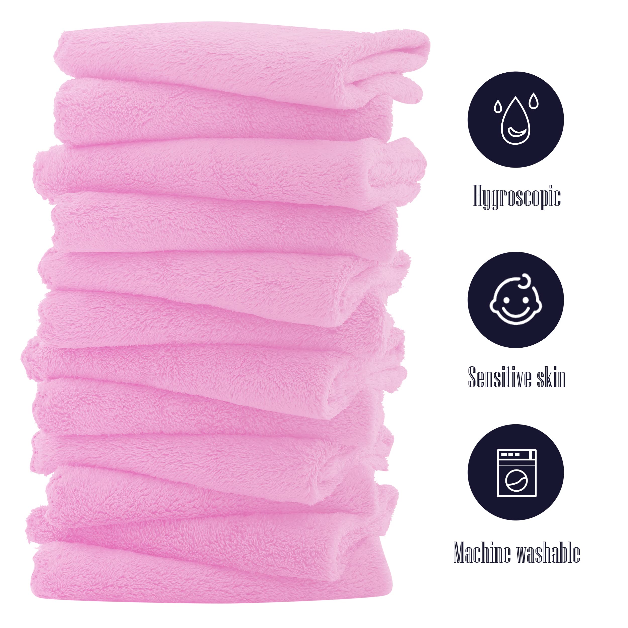 16 Pack Baby Washcloths - Luxury Coral Fleece - Extra Absorbent and Soft Wash Clothes for Newborns, Infants and Toddlers - Suitable for Sensitive Skin and New Born-Baby Shower-Frozen Berry,10x10 Inch