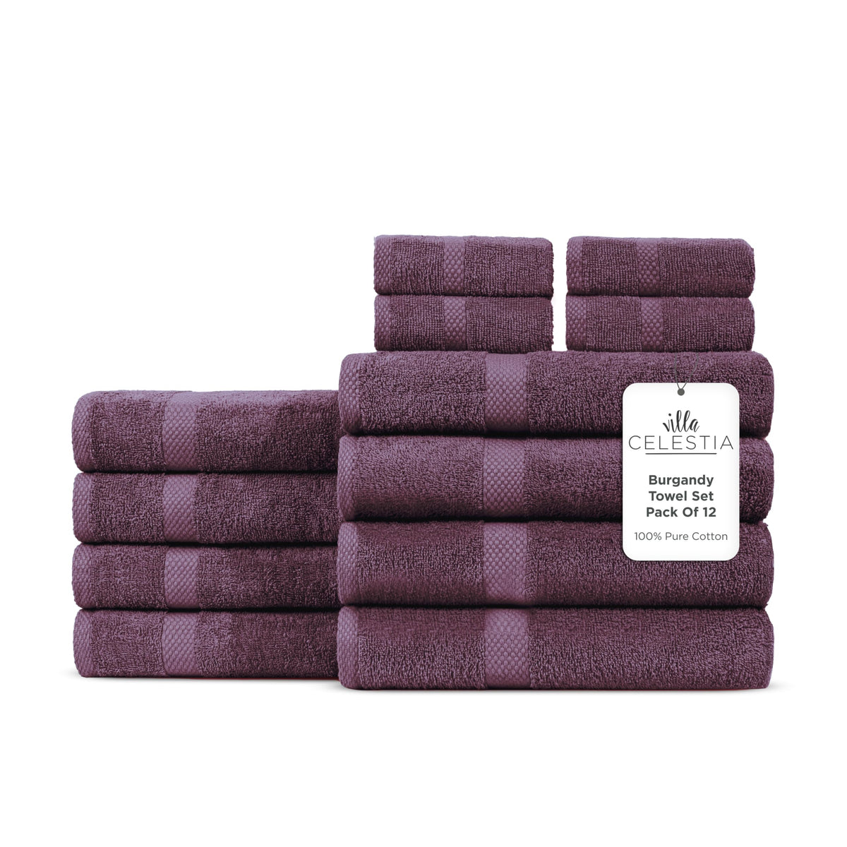 Villa Celestia Cotton Hand Towels Set of 4, 16 x 28, Oeko-TEX Certified, Quick Dry, Sage