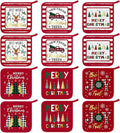 Bencailor 12 Pcs Pot Holders with Pocket Kitchen Hot Potholders Hot Pad Oven Mitts Cookie Bag Oven Gloves for Kitchen Gift Baking Cooking(Red and White,Novelty)