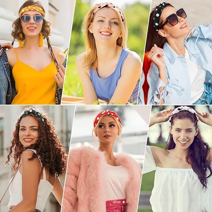 Headbands for Women Girls - 6PCS Stylish Top Knotted Headbands - Knotted Headband for Women - Head Bands Wide Hairband Hair Accessories